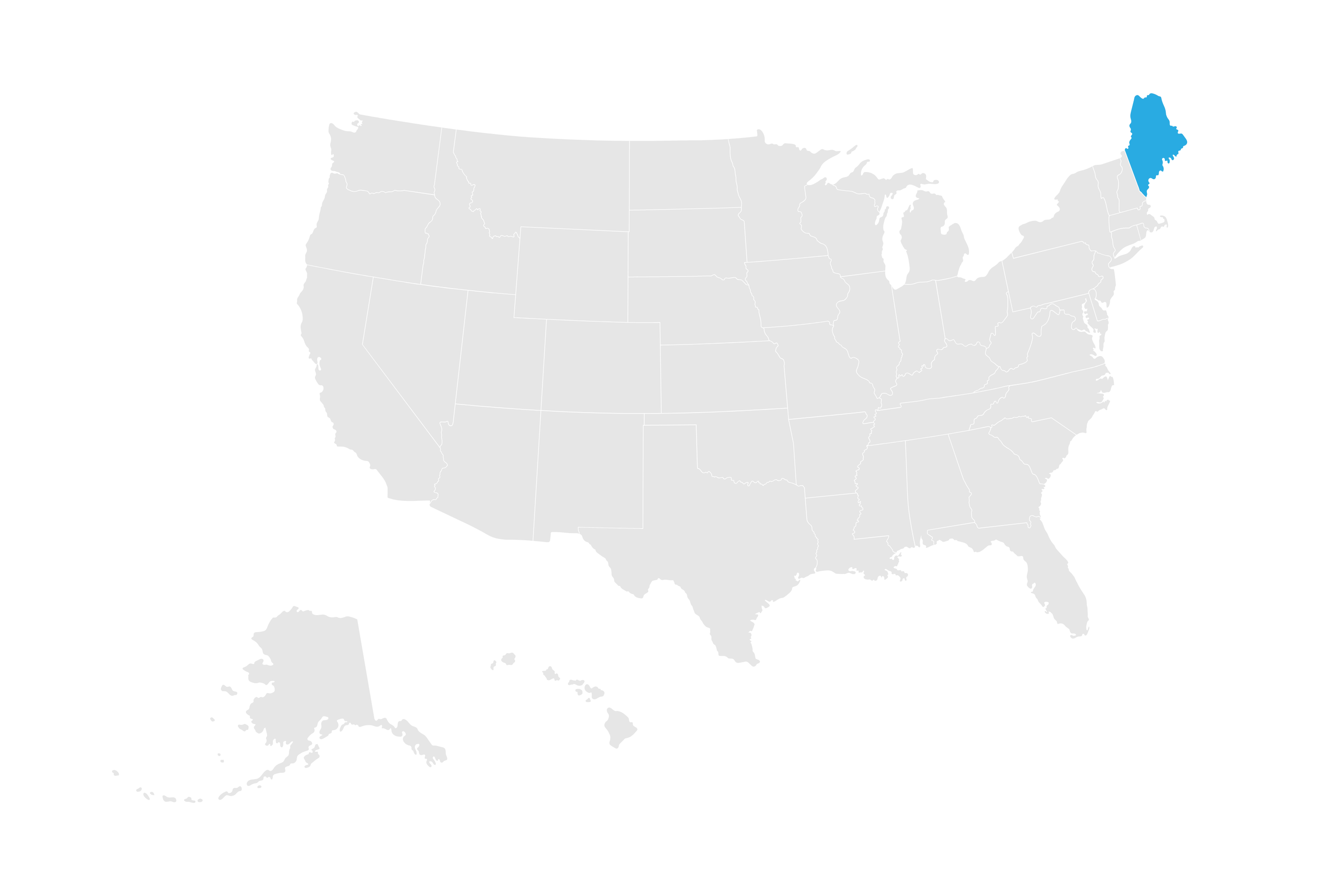 maine-map Map of maine to demonstrate direct connect auto transport's car shipping locations the map is of the united states - every state is gray outside of maine, which is highlighted in blue